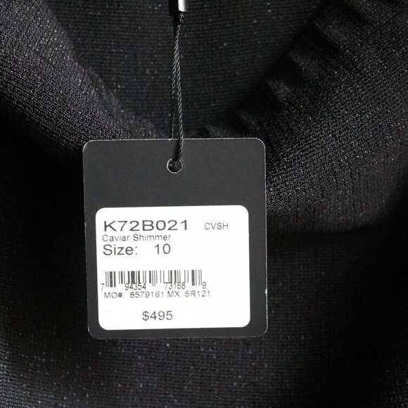 St. John Women's Black Caviar Shimmer Wool Blend Knit A-Line Skirt Size 10 NWT - Picture 6 of 7